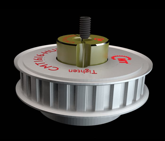 Trapezoidal pitch timing pulley with hub